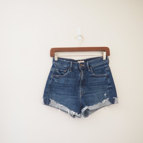 MOTHER HW Rascal Slit Flip Chew Denim Shorts sz 25 - Picture 4 of 10